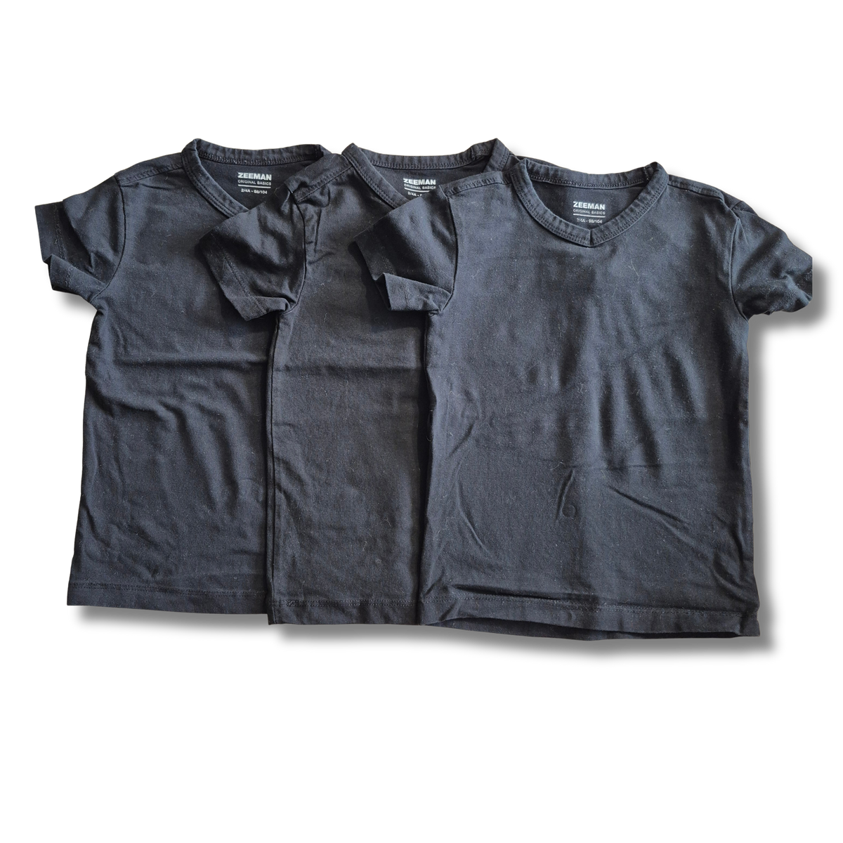 Zeeman - 3 zwarte t-shirts - Maat 98/104