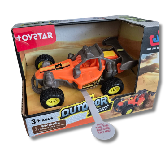 Outdoor desert buggy kunststof pull back licht en geluid 13 cm