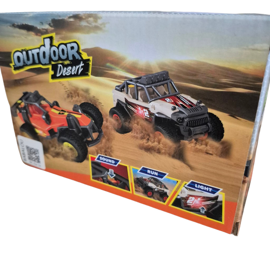 Outdoor desert buggy kunststof pull back licht en geluid 13 cm