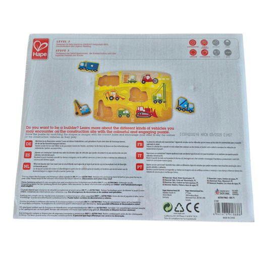 Hape - Bouw pin puzzel - 24M+